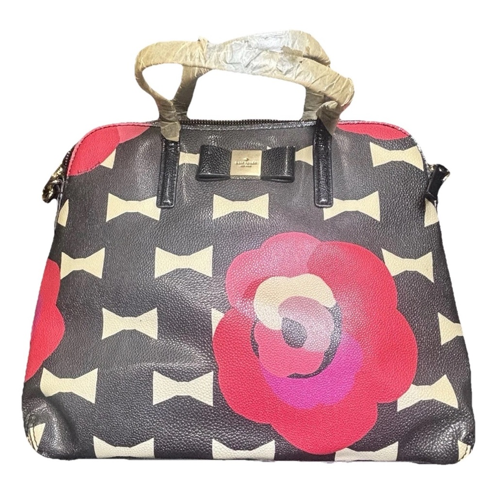 Kate Spade Bloom Drive-Pink Black Floral Margot Satchel Tote Bag